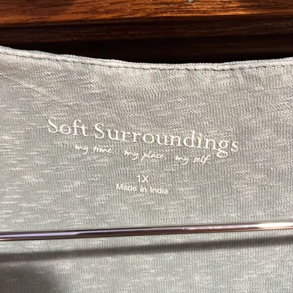 Soft Surroundings Cotton Lagenlook Faded Sea Green Eyelet Lace Dress - Picture 6 of 10